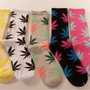 Lot of 2 Pairs-Crew Length Pot Leaf Socks, Weed, MJ, Marijuana- Brand New!!
